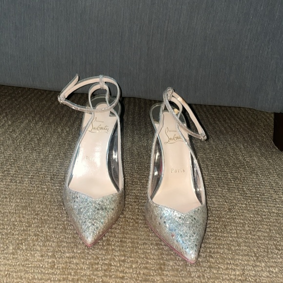 Christian Louboutin Optichoc 100 Glitter Platine ECU/PVC Heels, Size 38 - Picture 3 of 8